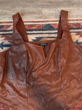 torrid brown faux-leather V-notch camisole
